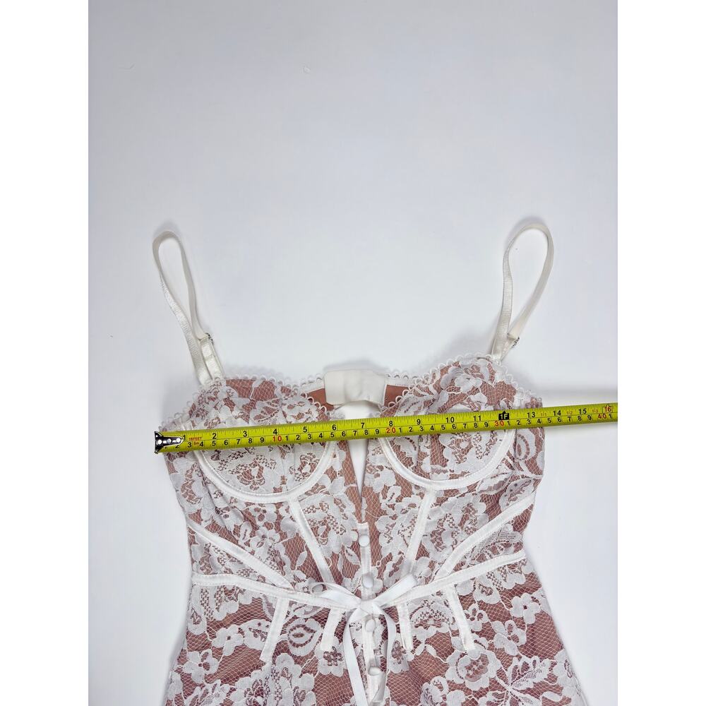 For Love & Lemons Ivory Lace Corset Mini Dress Nude Lining Romantic Bridal New - Picture 14 of 16
